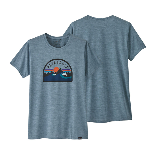 Patagonia Naisten Capilene® Cool Daily Graphic T-paita, Boardie Badge: Light Plume Grey X-Dye / S