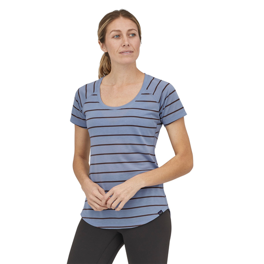 Patagonia Naisten Capilene® Cool Trail T-paita, Furrow Stripe: Light Current Blue / S