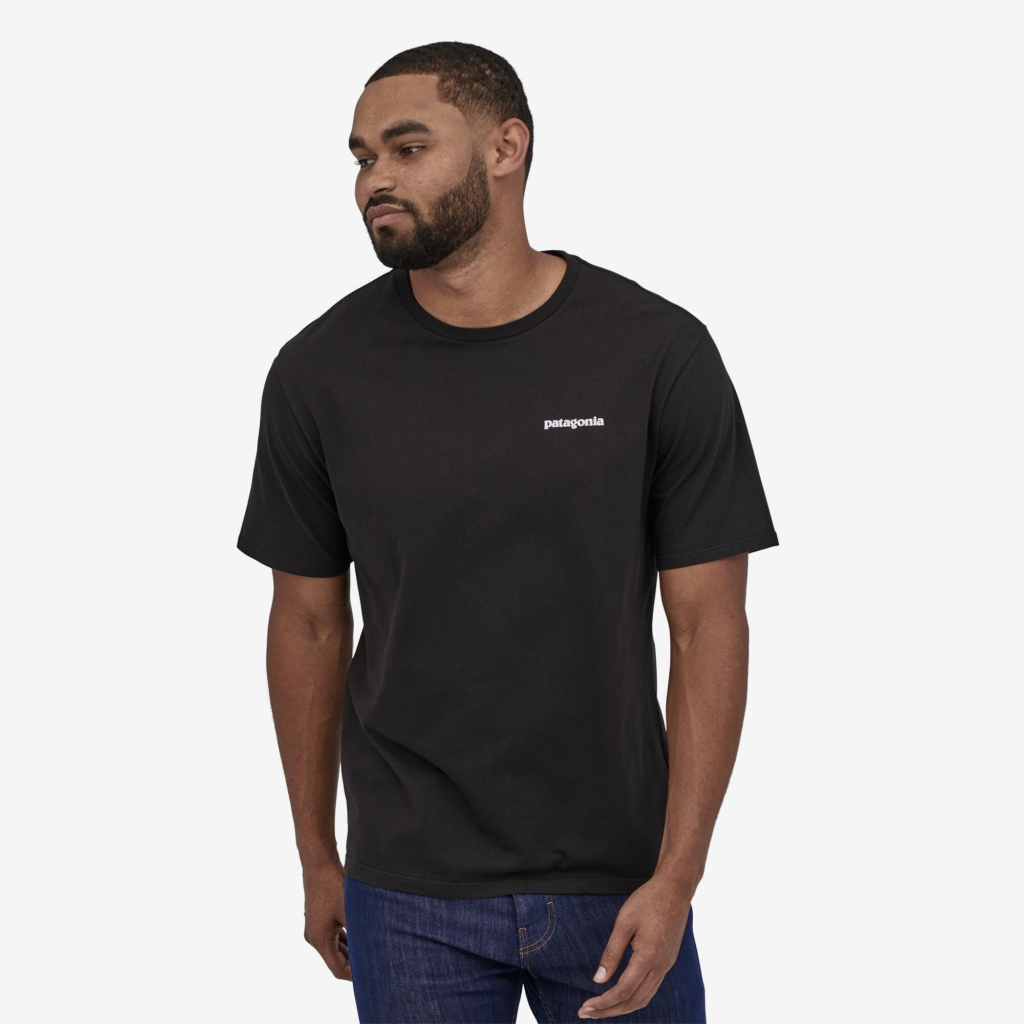 Miesten t-paita: Patagonia P-6 Logo Organic - 100 % Luomupuuvillaa, Black / S