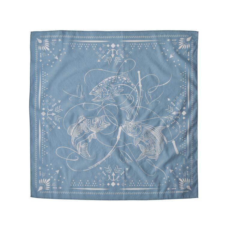 Patagonia Bandana - 100 % luomupuuvillahuivi, Three Fish: Berlin Blue