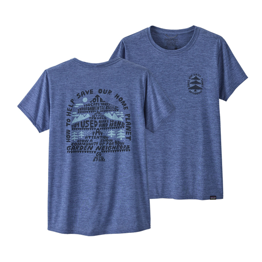 Patagonia Naisten Capilene® Cool Daily Graphic T-paita, How to Save: Current Blue X-Dye / M