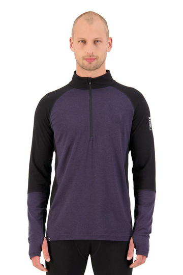 Mons Royale Miesten Olympus Half Zip paita - Merinovillaa, Black / 9 Iron / S
