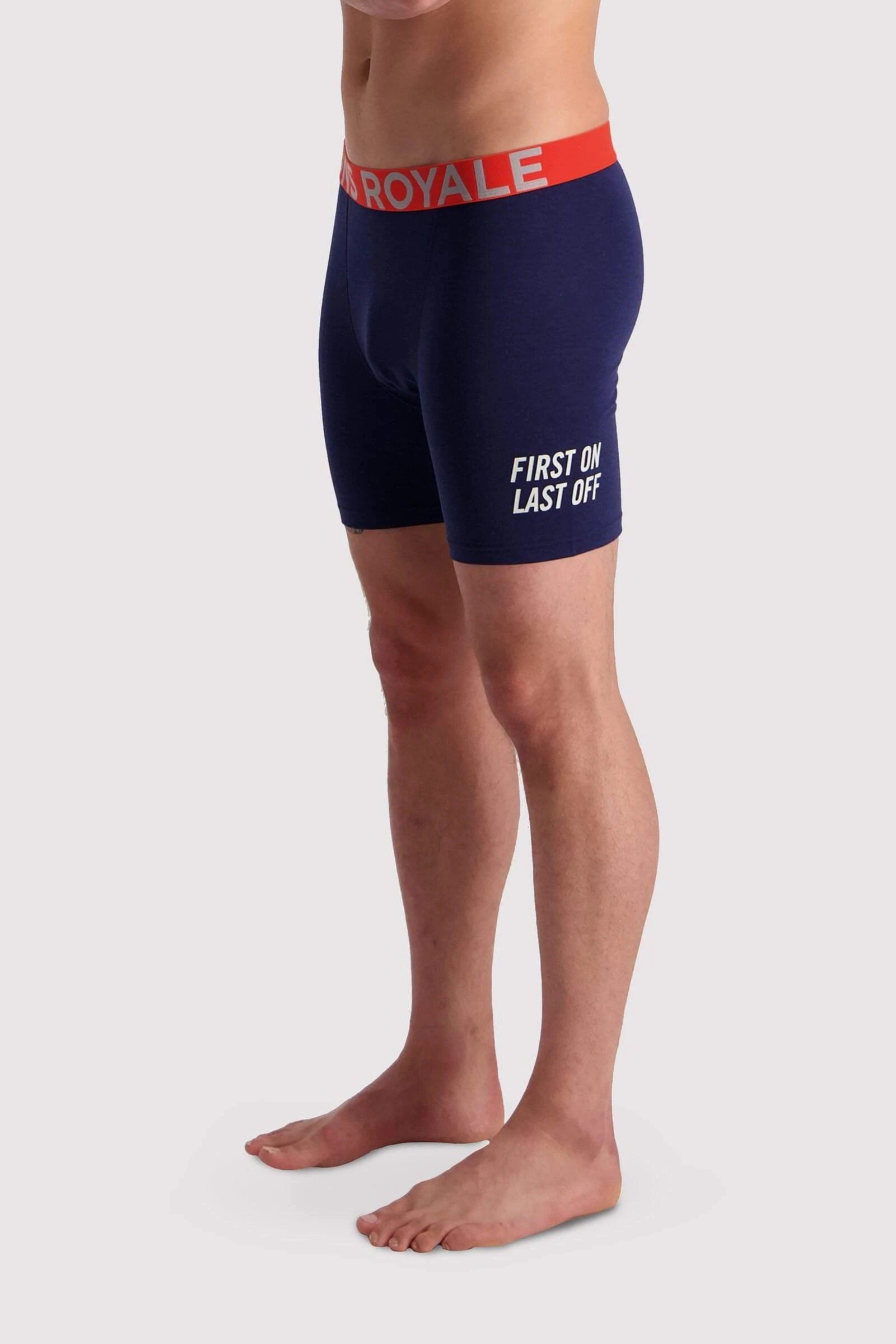 Mons Royale Miesten Hold 'em Boxer Alushousut - Merinovillasta, Navy / Orange Smash / S