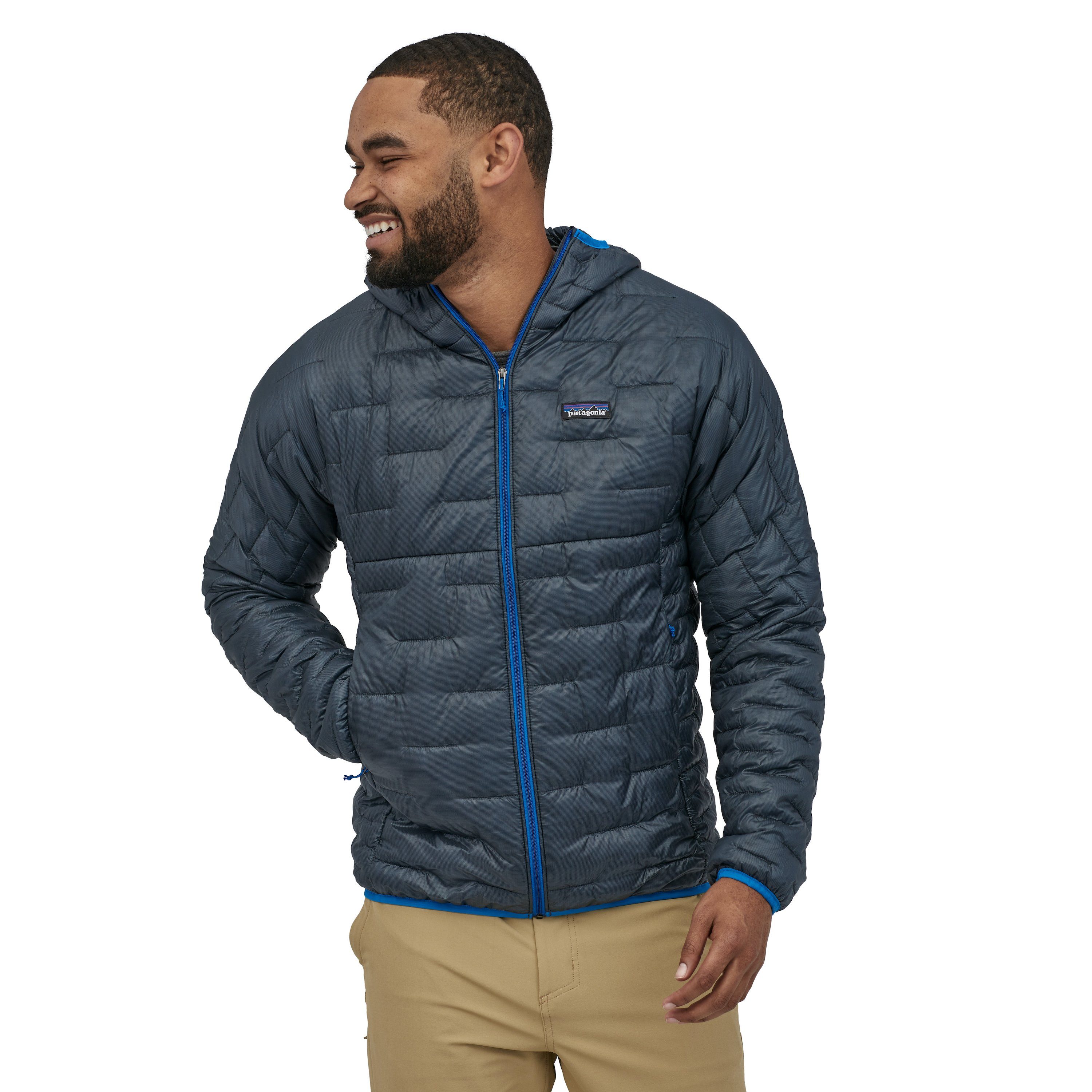 Patagonia Miesten Micro Puff Hupullinen Toppatakki - PlumaFill eriste, Smolder Blue / XL