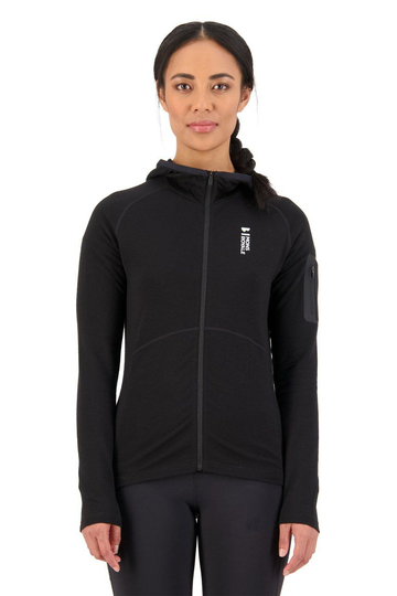 Mons Royale Naisten Ascend Midi Full Zip Huppari - Merinovillaa, Black / S