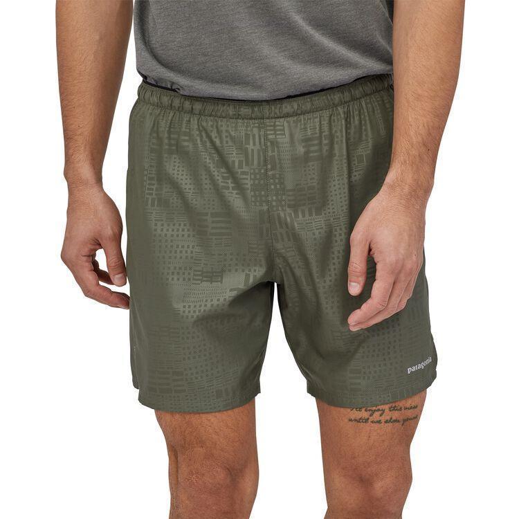 Patagonia Miesten Strider Running Shortsit, Southern Soul Emboss: Industrial Green / S