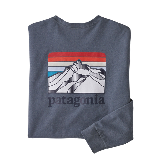 Patagonia Miesten pitkähihainen Line Logo Ridge paita - Kierrätettyä puuvillaa & polyesteria, Plume Grey / S