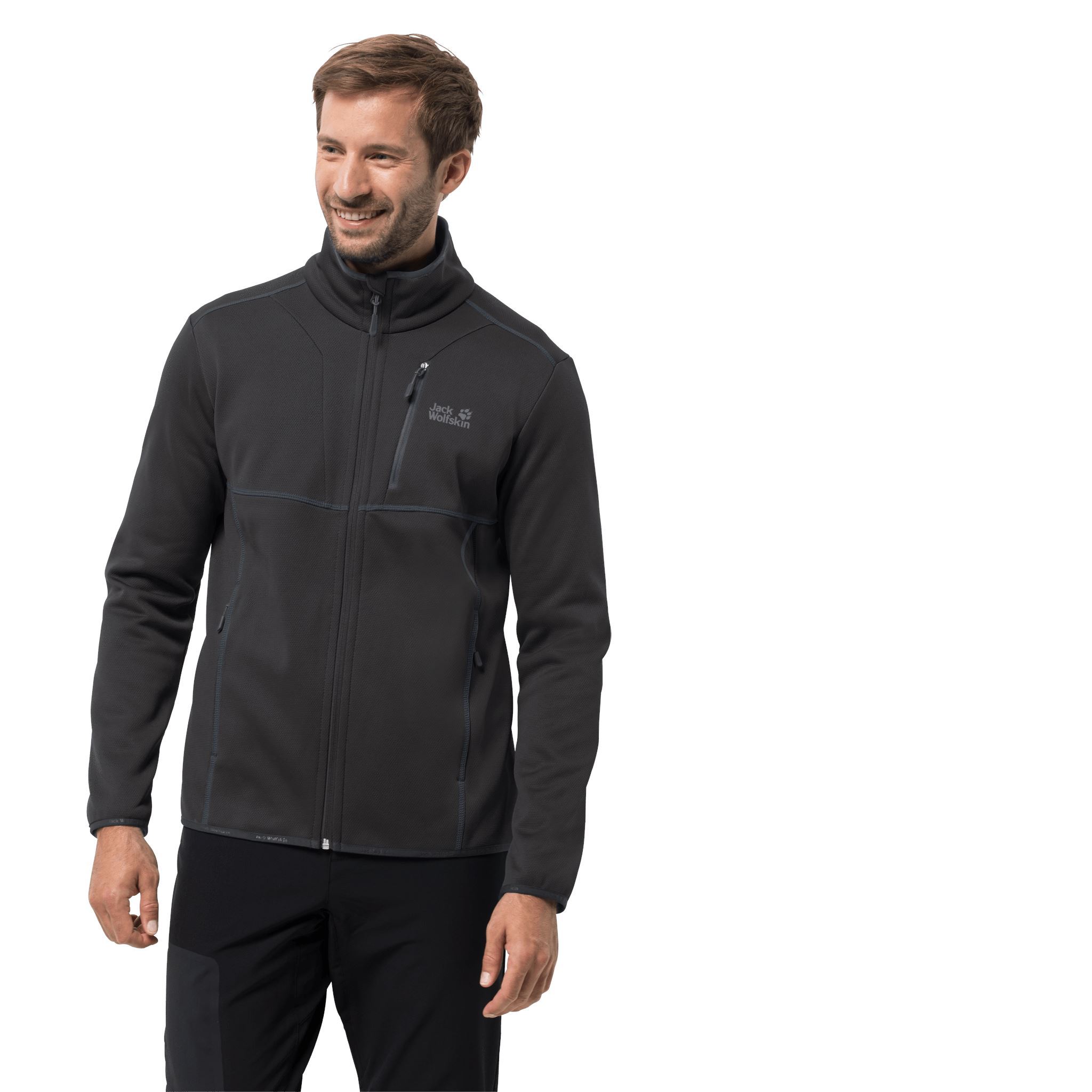 Jack Wolfskin Miesten KIEWA Fleece - Kierrätettyä Polyesteria, Musta / S