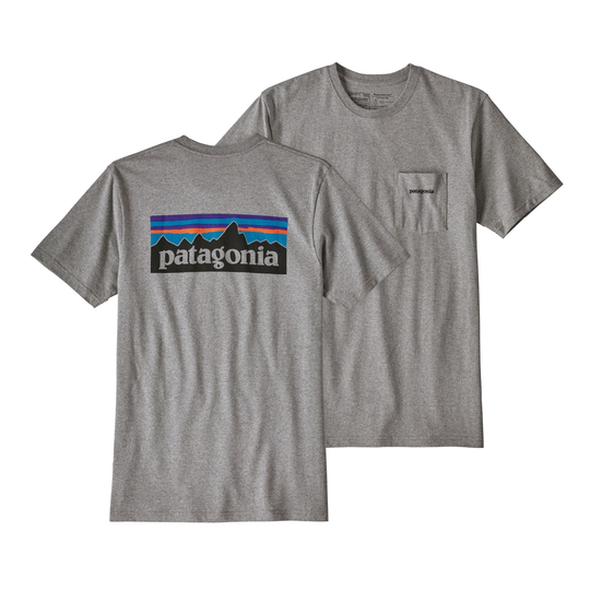 Patagonia Miesten P-6 Logo Pocket Responsibili-Tee® T-Paita - Kierrätettyä puuvillaa & polyesteria, Gravel Heather / S