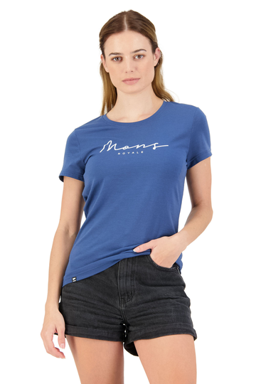 Mons Royale Naisten Icon T-paita merinovillasta, Dark Denim / M