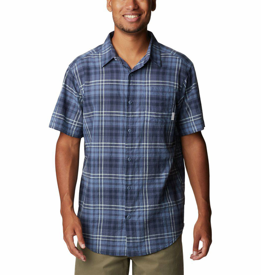 Men's Under Exposure Yarn-Dye Short Sleeve Shirt Tummansininen M