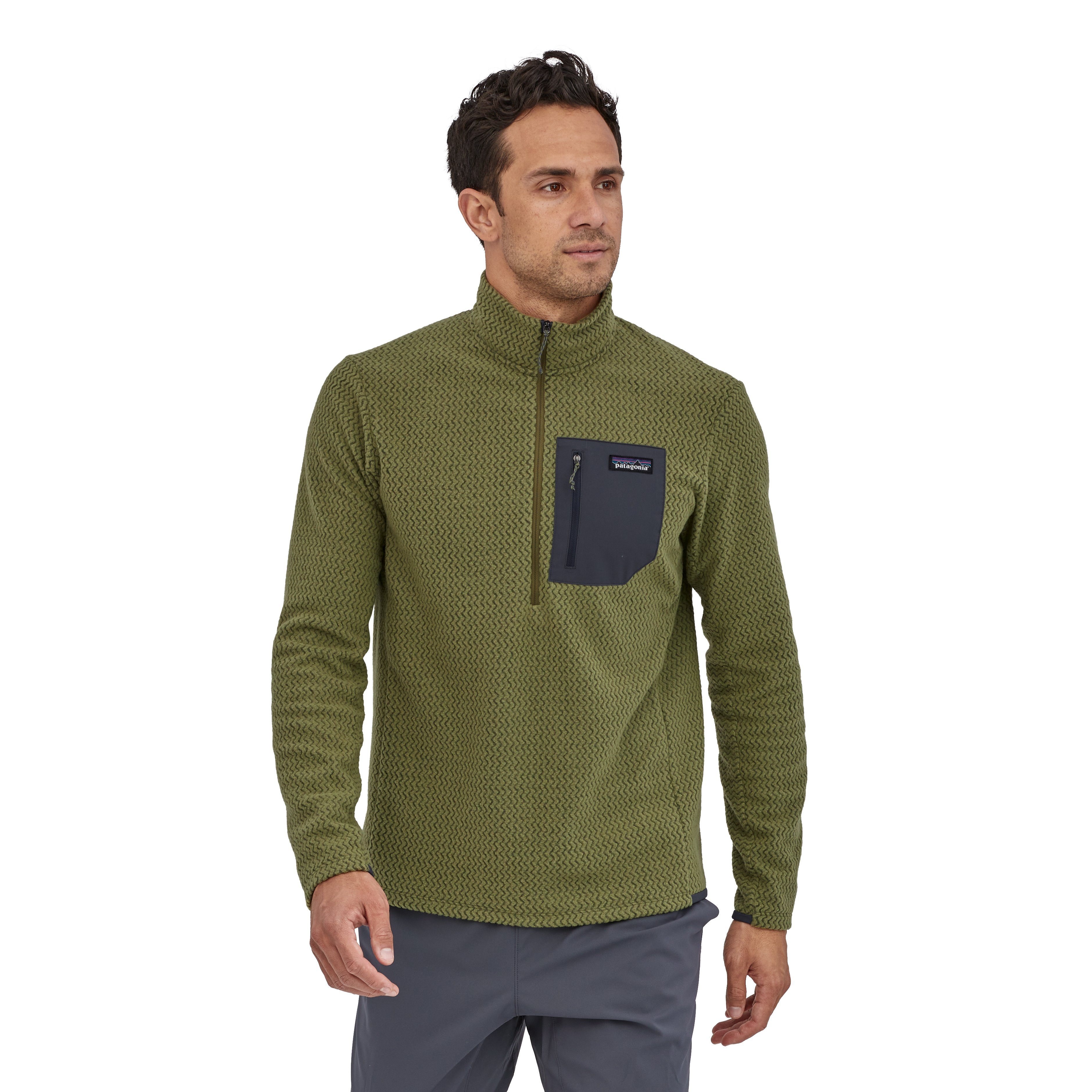 Patagonia Men's R1 Air Zip-Neck - Recycled Polyester, Palo Green / L