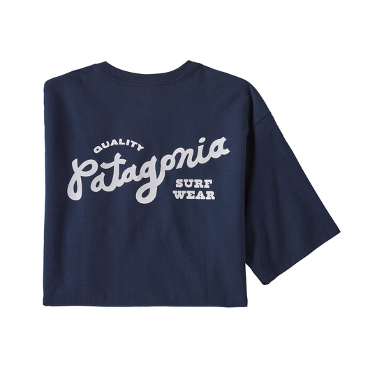 Patagonia Miesten Quality Surf Pocket T-paita - Kierrätettyä puuvillaa ja polyesteria, New Navy / S